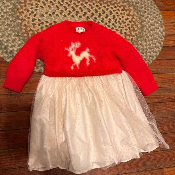 Hatley Red Knit Sweater fuzzy holiday tulle dress size 2T - Picture 1 of 4